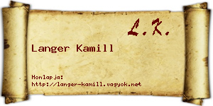 Langer Kamill névjegykártya